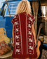 Vintage 70's Vest Woven Ethnic Deer Knit Fringe Poncho XL