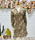 Vintage 70s Psychedelic Round Collar Button Cuff Mini Dress L