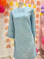 Vintage 70s Blue Boho Tiny Floral Print Hippie Mini Shift Dress M
