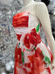 Vintage 70s 80s Oversized Floral Roses Cocktail Party Mini Dress S