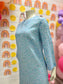 Vintage 70s Blue Boho Tiny Floral Print Hippie Mini Shift Dress M