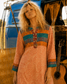 Vintage 70s Ethnic Embroidered Quilted Tunic Mini Dress L