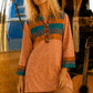Vintage 70s Ethnic Embroidered Quilted Tunic Mini Dress L