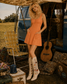 Vintage 70s Fall Empire Hippie Jumper Mini Dress M
