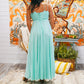 Vintage 70s Mint Green Accordion Pleated Sexy Maxi Dress M