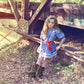 Girls 70s Plaid Cottage Core Puff Sleeve Lace Vintage Mini Dress