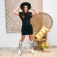 Vintage Totally 80s Cummerbund Banded Dots Black Suede Mini Dress S
