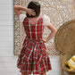 Plaid Mini Dress Western Rodeo 1970s Lace Puff Sleeves Vintage S