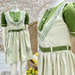 Vintage 50s Style Embroidered Two Tone Green Belted Jumper Girls Dress