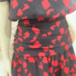 Vintage 80s Banded Gathered Butterfly Novelty Print Dress XS