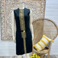 Vintage 1960s Mod Rosecrest Greek Key Black Gold Metallic Dress M
