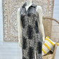 80s Vintage White Leopard Print Sexy Maxi Dress M/L
