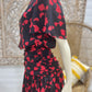 Vintage 80s Banded Gathered Butterfly Novelty Print Dress XS