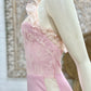 Vintage 70s Fredericks of Hollywood Lace Pink Halter Romper Jumpsuit XS/S