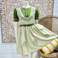 Vintage 50s Style Embroidered Two Tone Green Belted Jumper Girls Dress