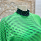 70s Vintage Geometric Square Color Block High Collar Dolman Maxi Dress S