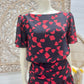 Vintage 80s Banded Gathered Butterfly Novelty Print Dress XS