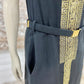 Vintage 1960s Mod Rosecrest Greek Key Black Gold Metallic Dress M