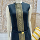 Vintage 1960s Mod Rosecrest Greek Key Black Gold Metallic Dress M