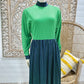 70s Vintage Geometric Square Color Block High Collar Dolman Maxi Dress S