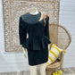 80s Vintage Peplum Animal Print Applique Dolman Mini Dress M/L