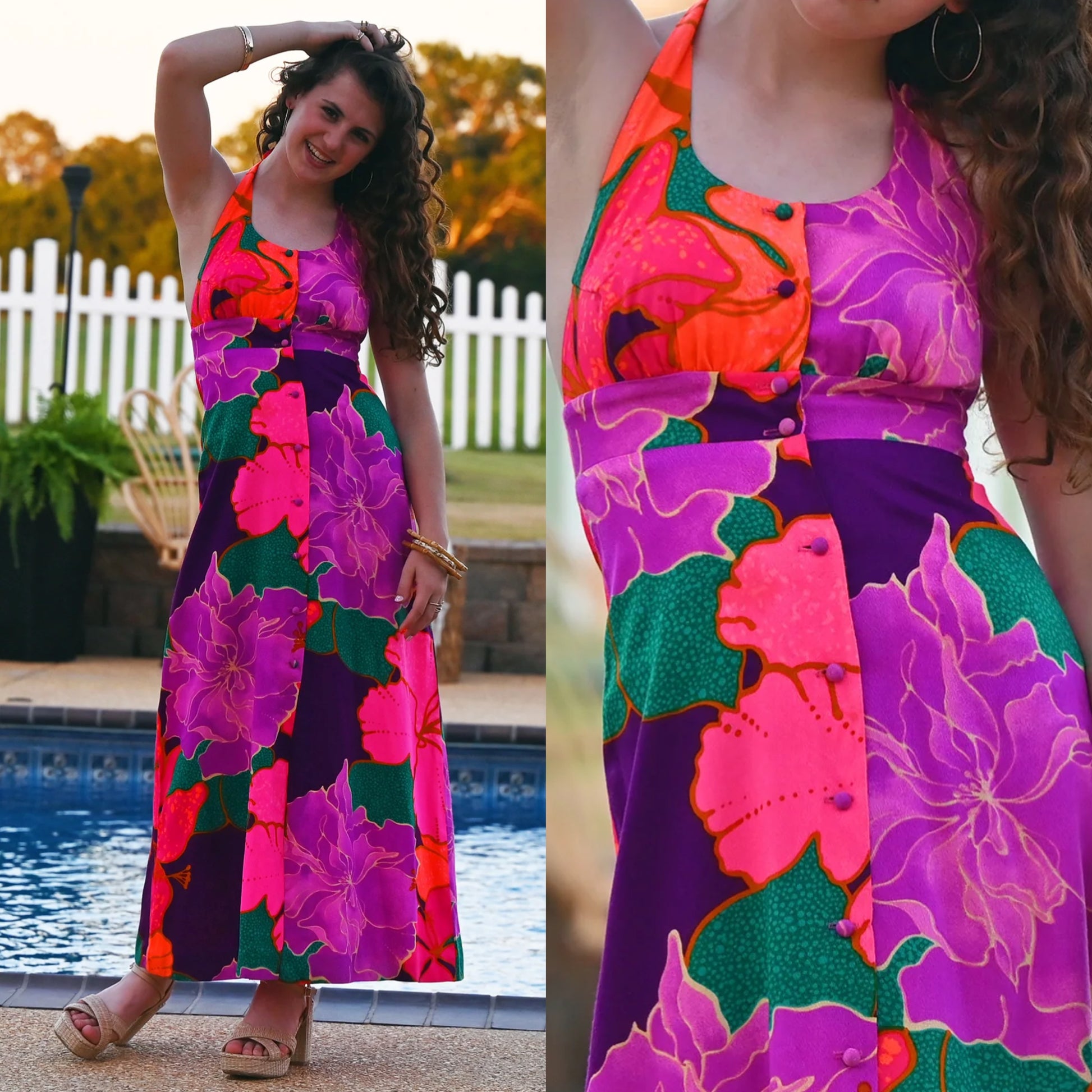 Vintage 60s Incredible Hawaiian Oversized Print Floral Halter Fumi Max rollwithitvintage Vintage 60s Incredible Hawaiian Oversized Print Floral Halter Fumi Max rollwithitvintage