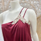 Vintage 70s Roberta Maroon Slinky Evening Maxi Dress S