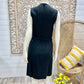 Vintage 1960s Mod Rosecrest Greek Key Black Gold Metallic Dress M