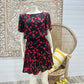 Vintage 80s Banded Gathered Butterfly Novelty Print Dress XS
