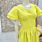 60s Mod Flutter Sleeve Banded Waist Buttercup Yellow Vintage Mini Dress M