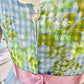 Vintage 60s Cotton Blue Gingham Cottage Core Floral Maxi Dress S