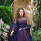 1960s Vintage Navy Ruffle Sleeve Evening Dress XS