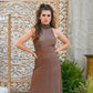 Vintage 1970s Disco Copper Metallic Lurex Evening Maxi Dress S
