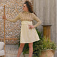Mod 60s Vintage Mini Gold Metallic Lurex Mini Dress M