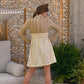 Mod 60s Vintage Mini Gold Metallic Lurex Mini Dress M