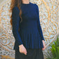 Vintage 60s Empire Metallic Electric Blue Lurex Peplum Top S