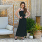 Vintage 70s Black Macrame Fringe Evening Maxi Dress XS