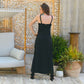 Vintage 70s Black Macrame Fringe Evening Maxi Dress XS