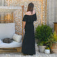 Sultry Black Off Shoulder Vintage 70s Evening Dress M
