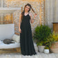Vintage 70s Black Maxi Dress XS Slinky Disco 1970s Evening Gown