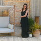 Vintage 70s Grecian Goddess Peplum Evening Maxi Dress S