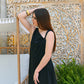 Vintage 70's Grecian Goddess Slinky Black Disco Evening Dress M