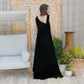 Vintage 70's Grecian Goddess Slinky Black Disco Evening Dress M
