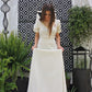 70's Ribbed Crochet Lace Cream Hippie Maxi Dress M