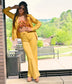 Rare Vintage 70s Condor California Canary Yellow Pantsuit S