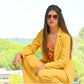 Rare Vintage 70s Condor California Canary Yellow Pantsuit S