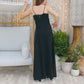 Vintage Grecian Goddess Trim 70s Black Gold Evening Dress M