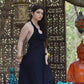 Vintage 70s Black Ruffled Climax Hippie Halter Maxi Dress XS
