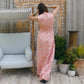 Vintage 60s Gold Pink Lurex Daisy Brocade Evening Gown M