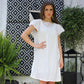 Vintage 70s French Sewn Flutter Sleeve Gown Mini Dress L